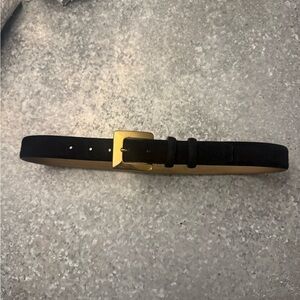 TAROX Black Suede Leather Belt Gold Buckle – Size M